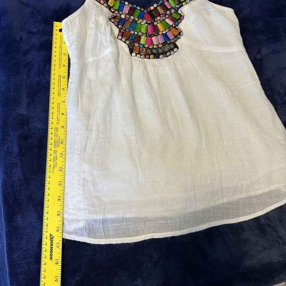 Joy Joy Womens Sleeveless Top Blouse Stone Jewel Accent Size XS Missing Stones - Picture 4 of 10